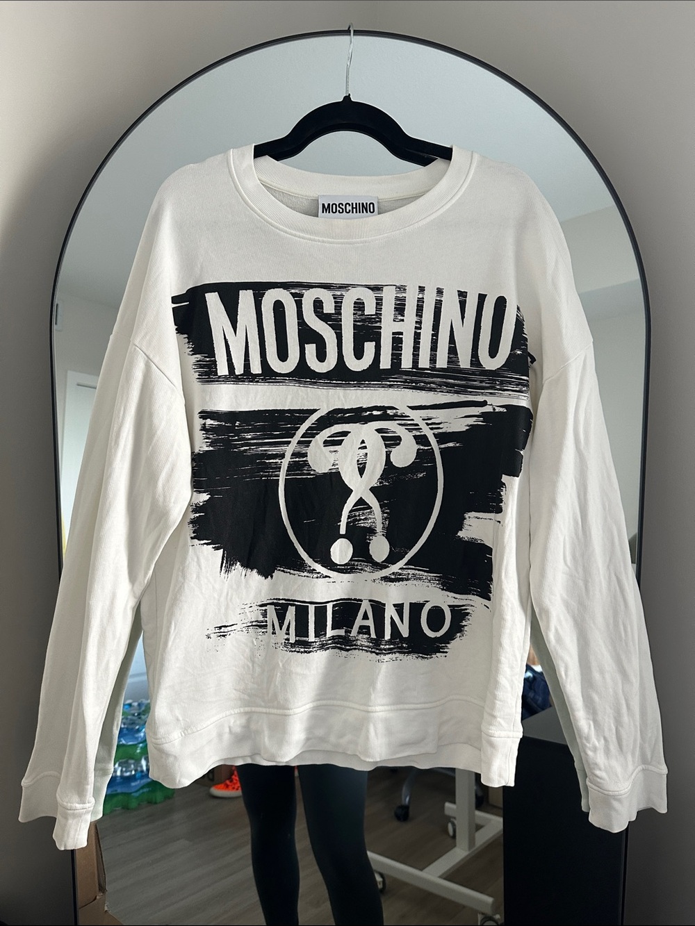 Moschino White Sweatshirt with Black Graphic Logo